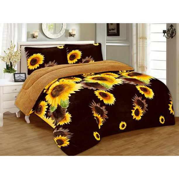 Sunflower Bees You are My Sunshine Sherpa Flannel Throw Blankets Thick Reversible Plush Fleece Blanket for Bed Couch Sofa Decor White Ultra Soft Comfy Warm Fuzzy TV Blanket 49x79in 
